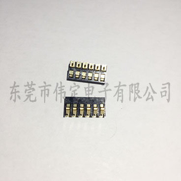 2.0mm间距 6PIN弹片电池连接器 6P正压电池座