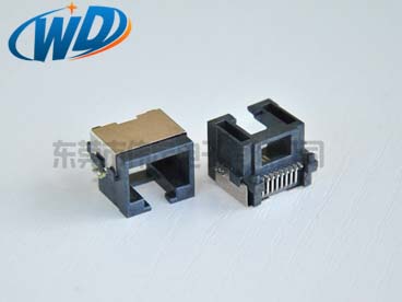 沉板RJ45网络连接器 8P8C SMT半包型 板上高度5.45mm