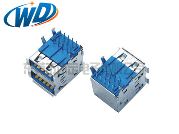 USB 3.0 AF 双层 DIP 短体 A母头 PCB 端 俩层L17.46mm